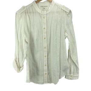 Banana Republic Women's Button Down Shirt Top Long Sleeve Blouse Cream Large